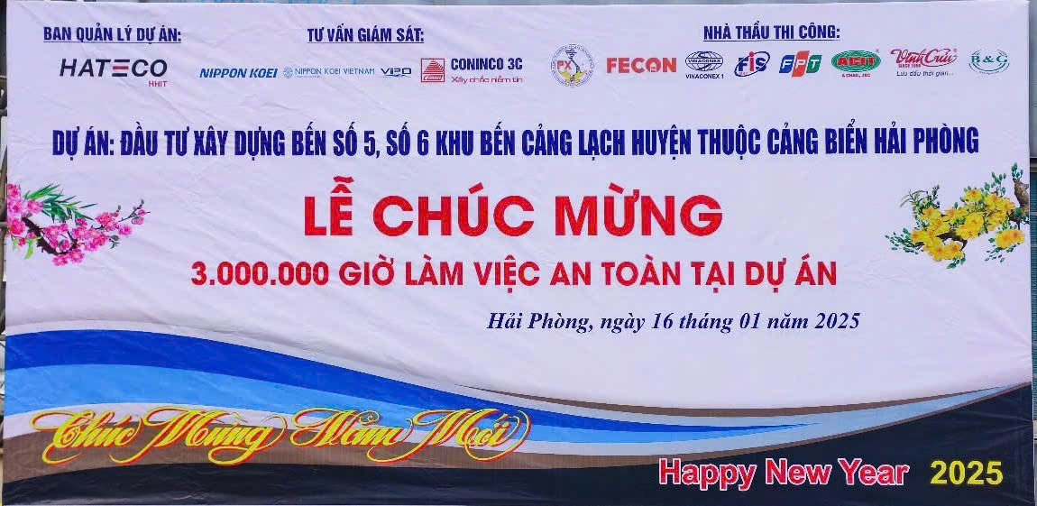 CONINCO 3C vui mừng góp phần vào thành công 3.000.000 giờ làm việc an toàn tại dự án Đầu tư xây dựng Bến số 5,6- Bến cảng Lạch Huyện, Hải Phòng